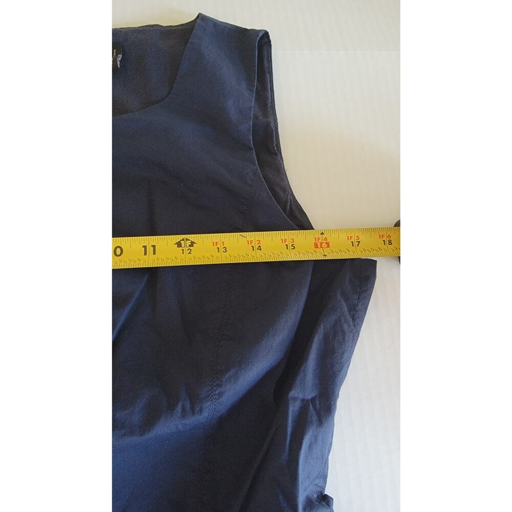 Theory Navy Cotton Poplin Full Zip Front Sleeveless Dress Size 8 - Picture 10 of 11